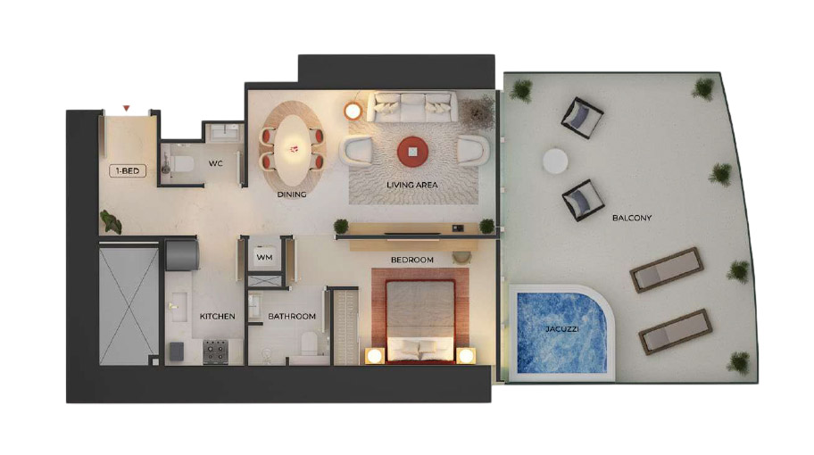 skyblade-binghatti-1br-apartments-floor-plan Binghatti Skyblade Downtown Dubai 1-BR Apartment Floor Plan