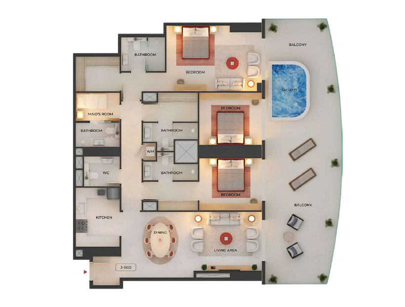 skyblade-binghatti-3br-apartments-floor-plan Binghatti Skyblade Downtown Dubai 3-BR Apartment Floor Plan